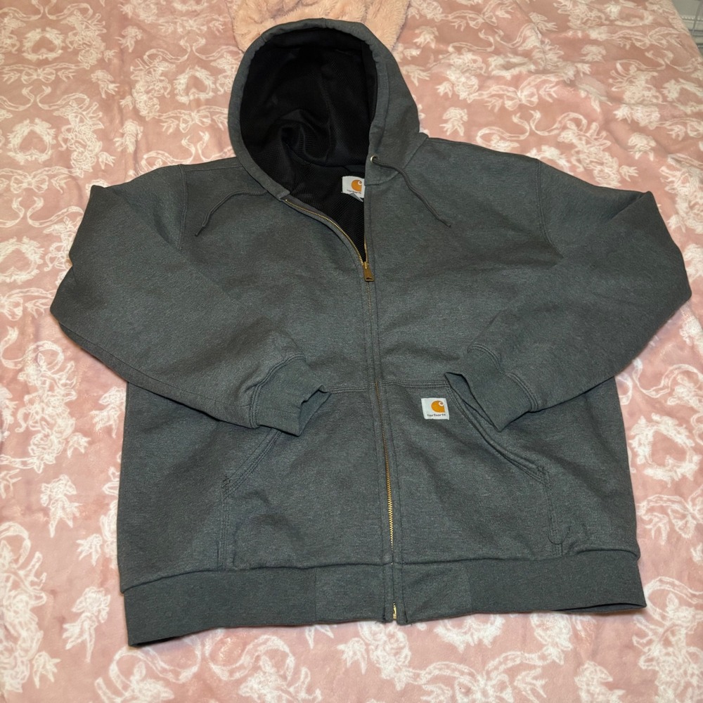 Carhartt Rain Defender Paxton Thermal Lined Full Zip Hoodie Gray L 100632-024